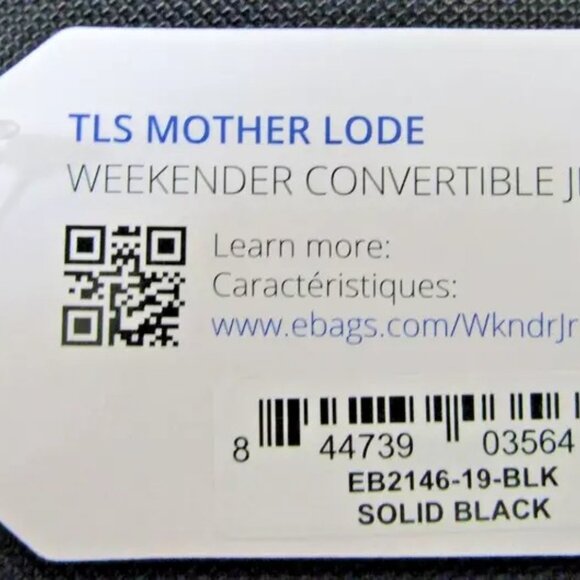 New eBags TLS Mother Lode Weekender Convertible Jr. Backpack EB2146-19-BLK Solid - Picture 6 of 6